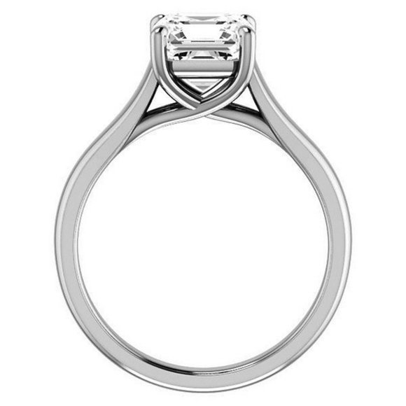 2.0Ct-7.5mm Trellis Solitaire Asscher Cut Moissanite Engagement Ring - Picture 3 of 15